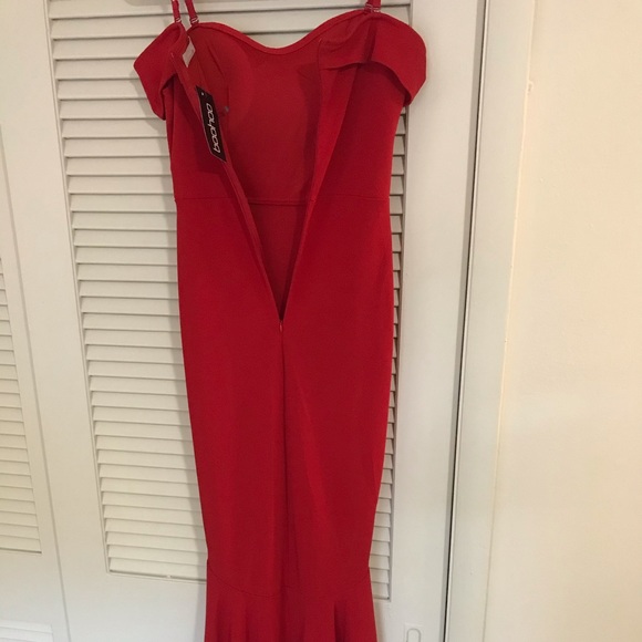 Homecoming Prom Off-shoulder Bardot red gown dress - Picture 7 of 7